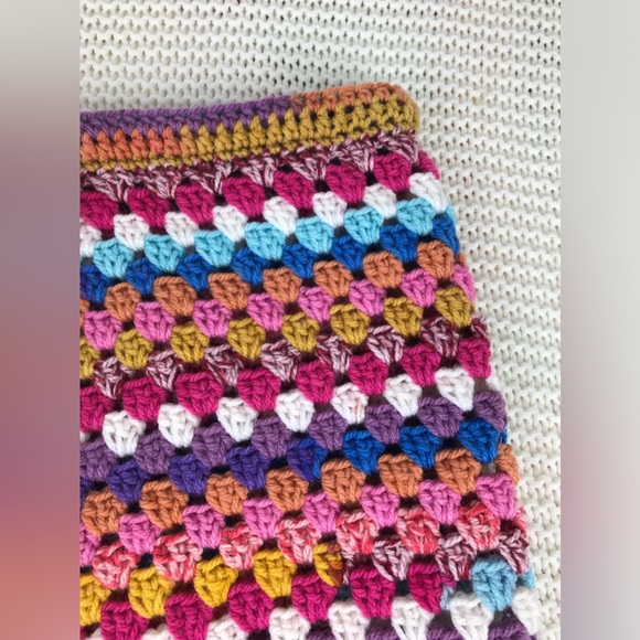 New Crocheted Mini Skirt, Handmade Striped Skirt, Colorful Fall/Winter Skirt - Picture 3 of 11